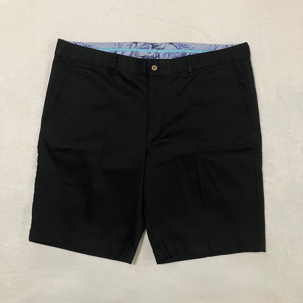 Tommy Bahama Boracay Chino Shorts Men's Size 38 Black Stretch Flat Front Preppy